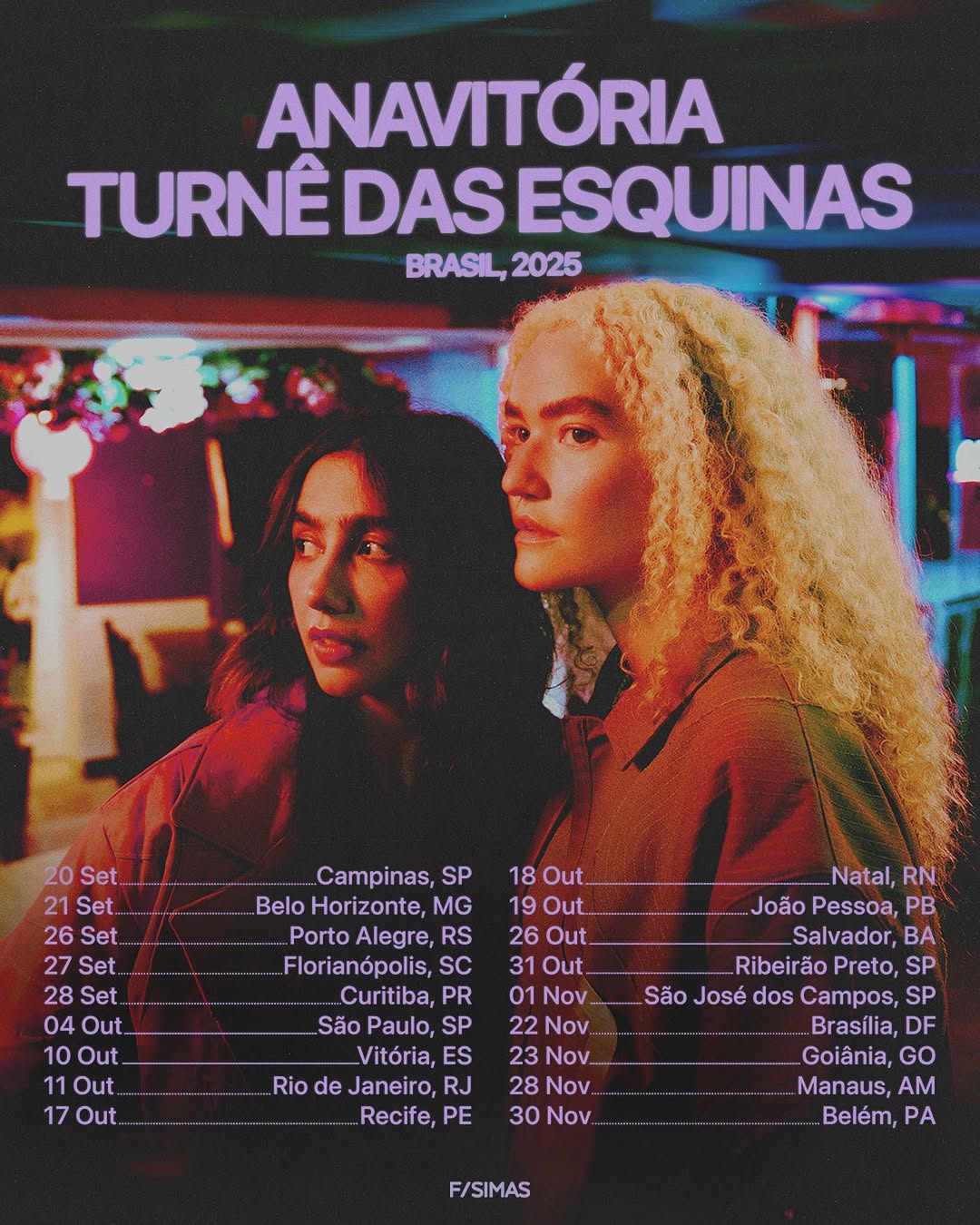 ANAVITÓRIA Turnê das Esquinas Tour Poster 2025